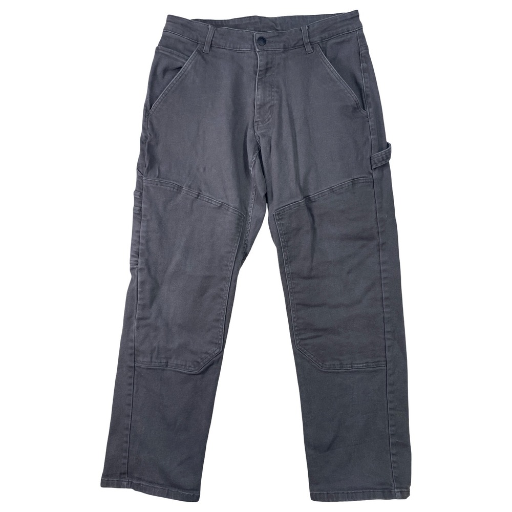 CAT Caterpillar Mens Grey Double Knee Carpenter Work Pants 32x30 Canvas Stretch